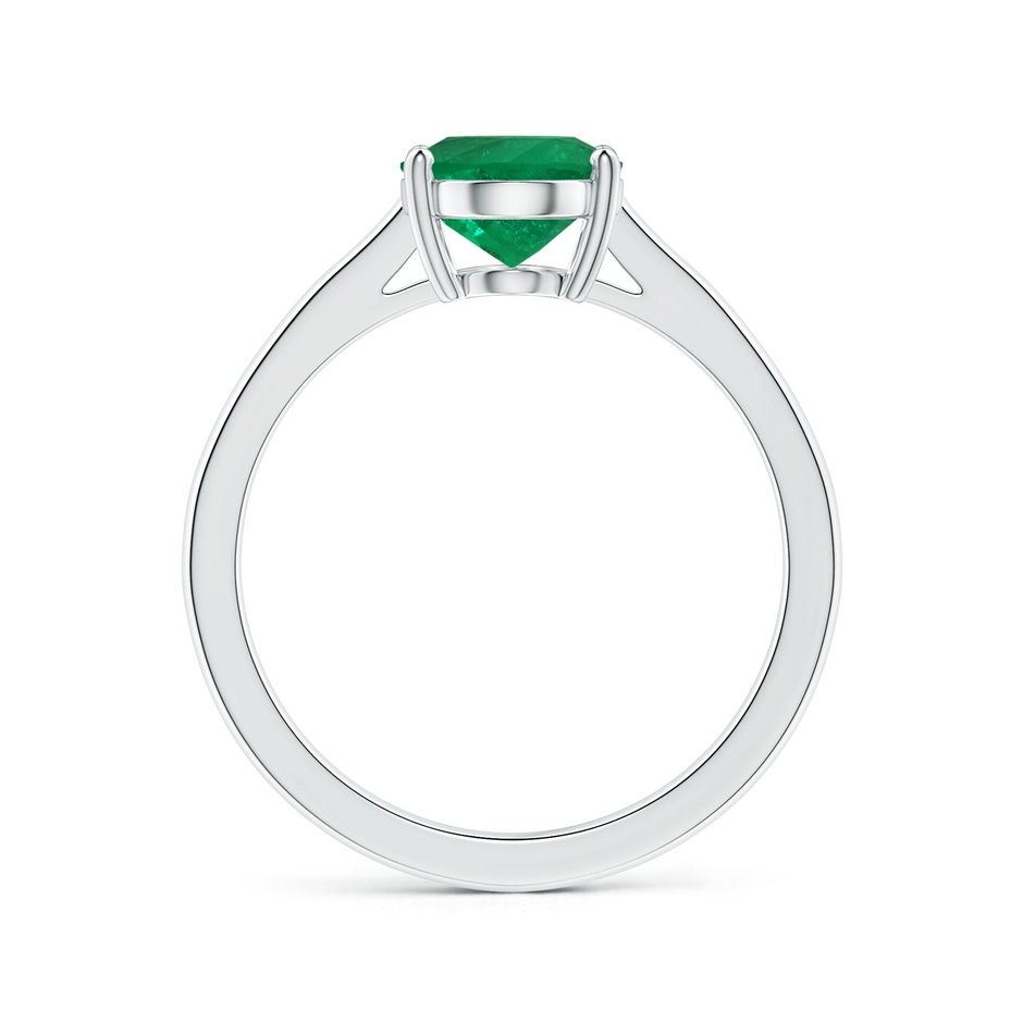 9x7.5mm AAA Prong-Set GIA Certified Solitaire Oval Columbian Emerald Reverse Tapered Shank Ring in 18K White Gold side-1