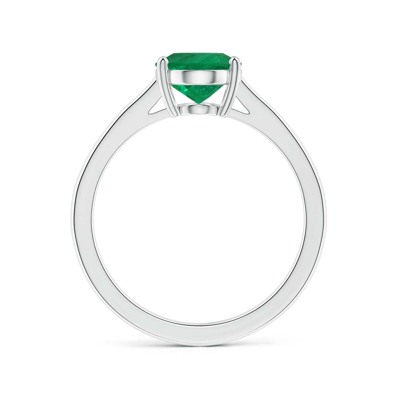 9x7.5mm AAA Prong-Set GIA Certified Solitaire Oval Columbian Emerald Reverse Tapered Shank Ring in White Gold - side 2