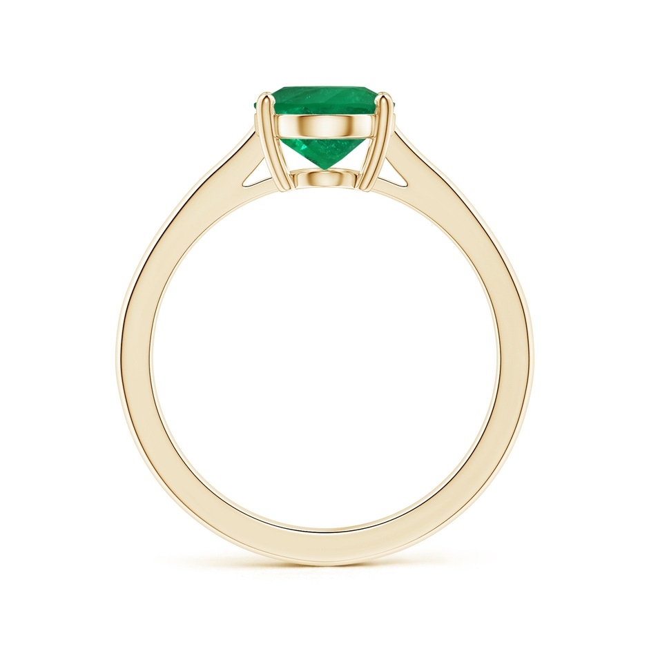 9x7.5mm AAA Prong-Set GIA Certified Solitaire Oval Columbian Emerald Reverse Tapered Shank Ring in Yellow Gold side-1