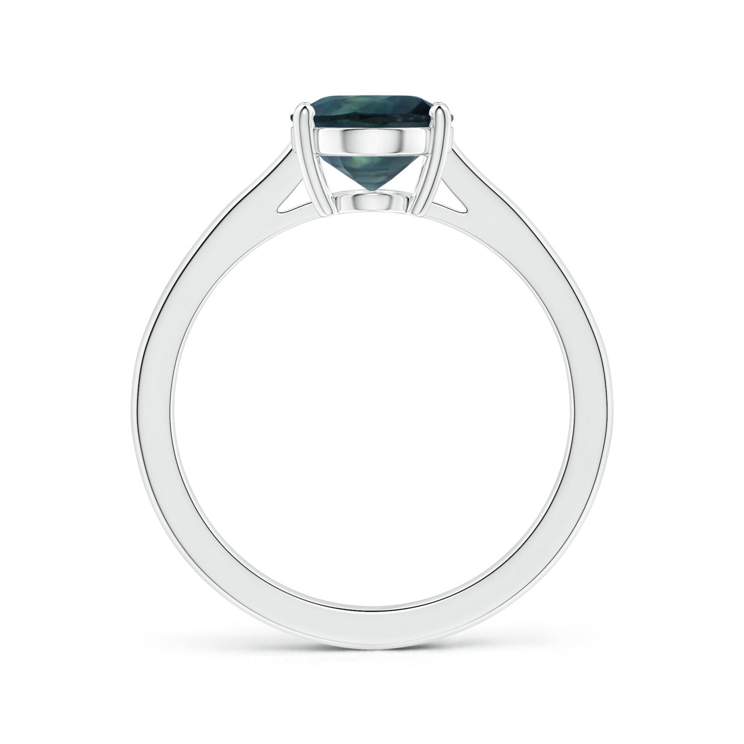 8.92x7.07x6.66mm AAA Prong-Set GIA Certified Oval Teal Sapphire Ring with Reverse Tapered Shank in 18CT White Gold - side 2