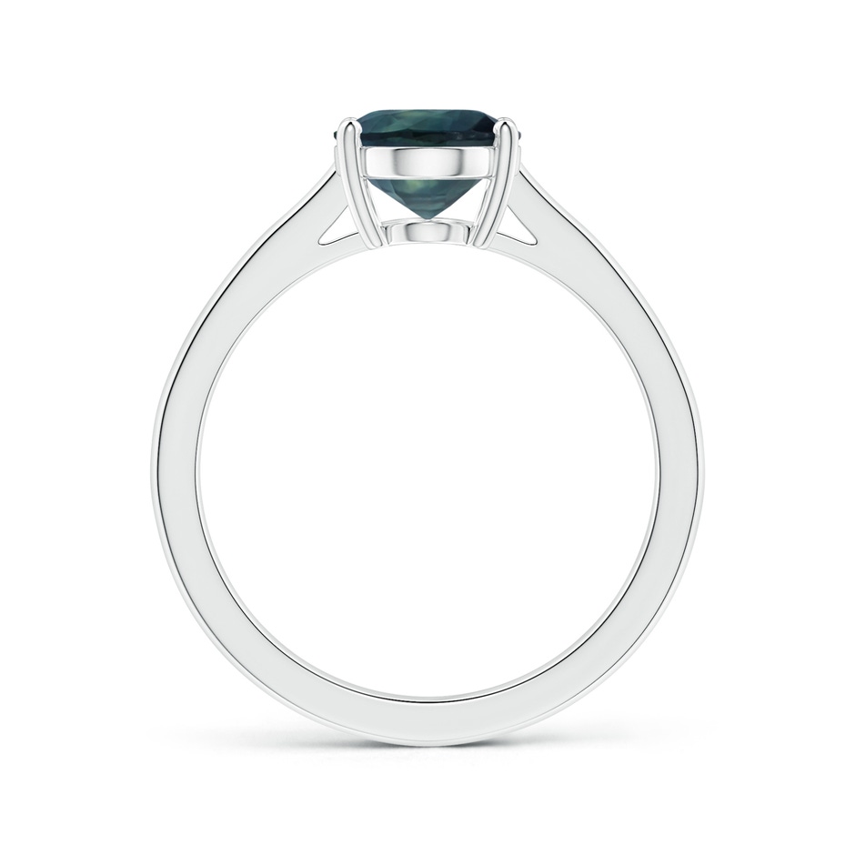 8.92x7.07x6.66mm AAA Prong-Set GIA Certified Oval Teal Sapphire Ring with Reverse Tapered Shank in P950 Platinum side-1