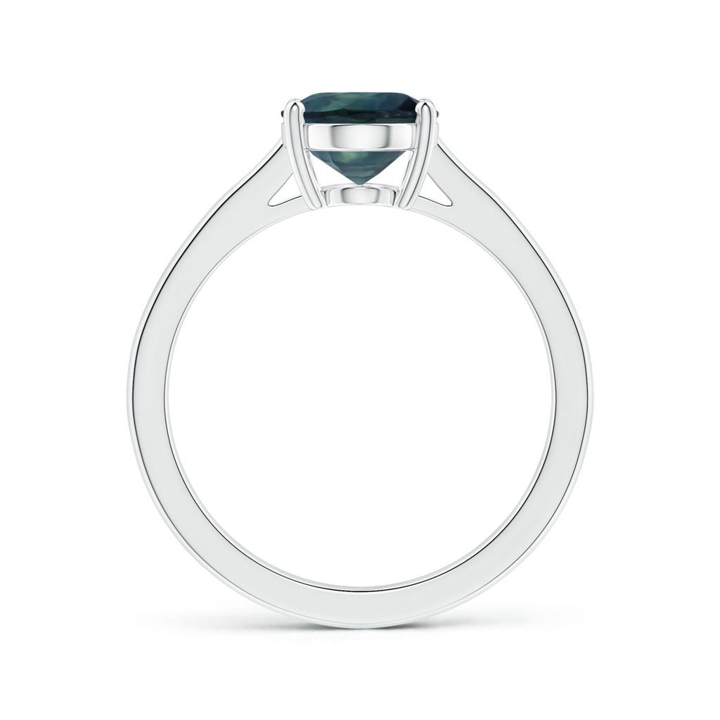 8.92x7.07x6.66mm AAA Prong-Set GIA Certified Oval Teal Sapphire Ring with Reverse Tapered Shank in White Gold Side-1