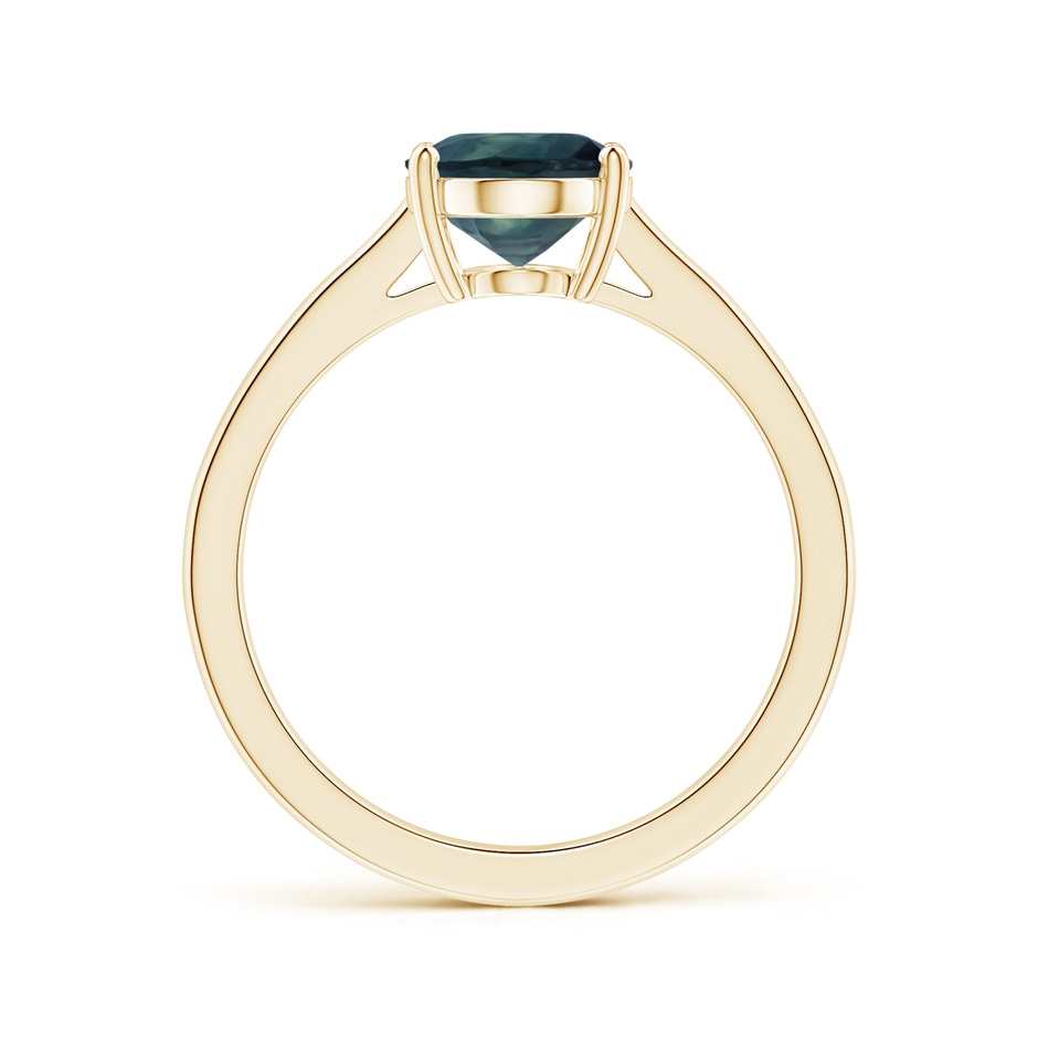 8.92x7.07x6.66mm AAA Prong-Set GIA Certified Oval Teal Sapphire Ring with Reverse Tapered Shank in Yellow Gold side-1