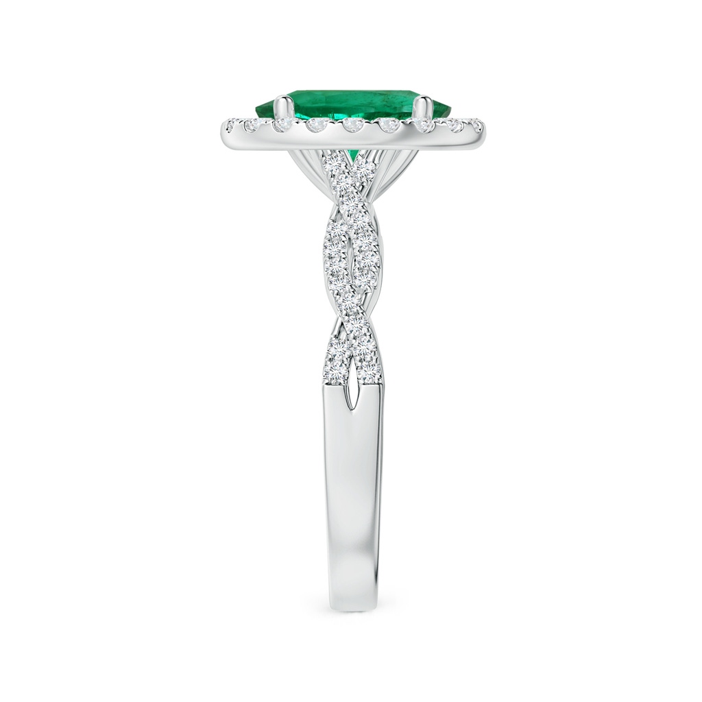 8.87x6.87x5.20mm AAA GIA Certified Oval Emerald Halo Ring with Twisted Diamond Shank in P950 Platinum Side 399