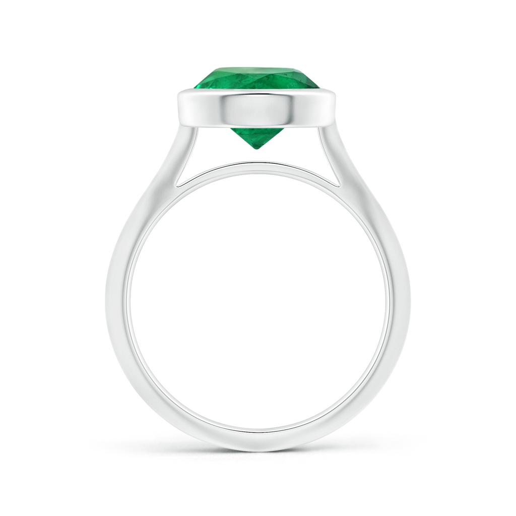 8.92x8.80mm AAA Bezel-Set GIA Certified Solitaire Round Emerald Knife-Edged Shank Ring in 18K White Gold - side 199