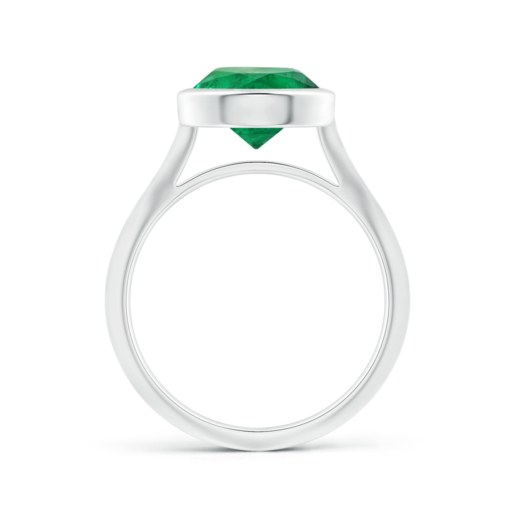 8.92x8.80mm AAA Bezel-Set GIA Certified Solitaire Round Emerald Knife-Edged Shank Ring in White Gold Side-1