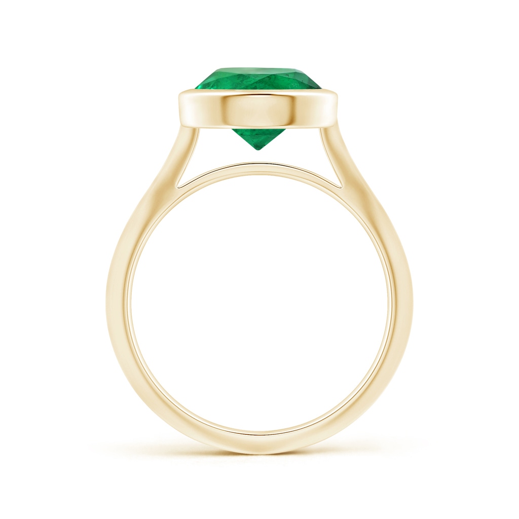 8.92x8.80mm AAA Bezel-Set GIA Certified Solitaire Round Emerald Knife-Edged Shank Ring in Yellow Gold - side 199