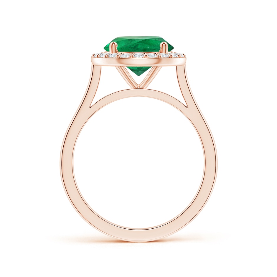 8.92x8.80mm AAA GIA Certified Round Emerald Reverse Tapered Shank Ring with Halo in 18K Rose Gold side-1