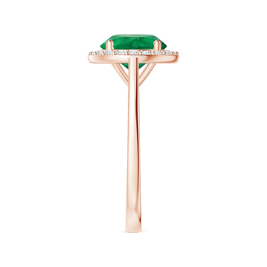 8.92x8.80mm AAA GIA Certified Round Emerald Reverse Tapered Shank Ring with Halo in 18K Rose Gold side-2