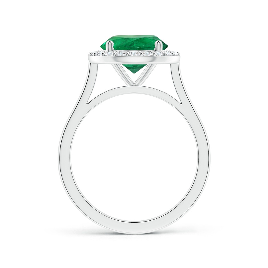 8.92x8.80mm AAA GIA Certified Round Emerald Reverse Tapered Shank Ring with Halo in 18K White Gold side-1