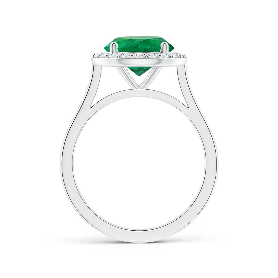 8.92x8.80mm AAA GIA Certified Round Emerald Reverse Tapered Shank Ring with Halo in P950 Platinum side-1