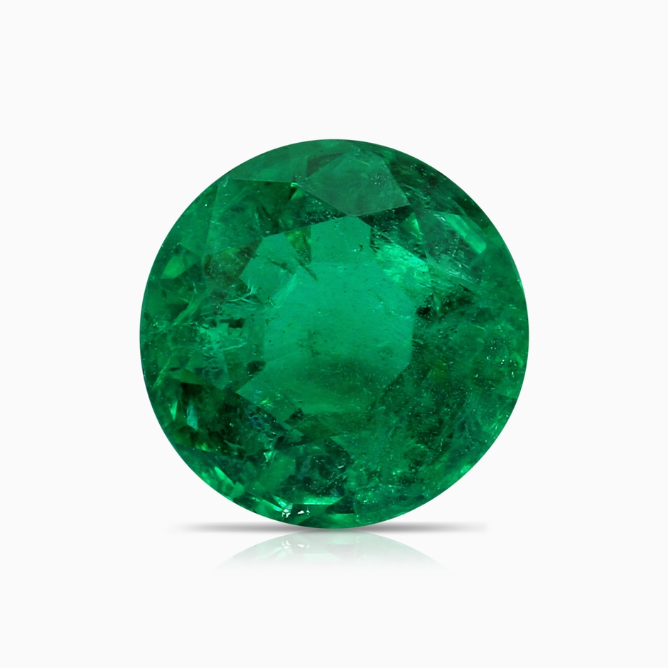 8.92x8.80mm AAA GIA Certified Round Emerald Reverse Tapered Shank Ring with Halo in P950 Platinum stone