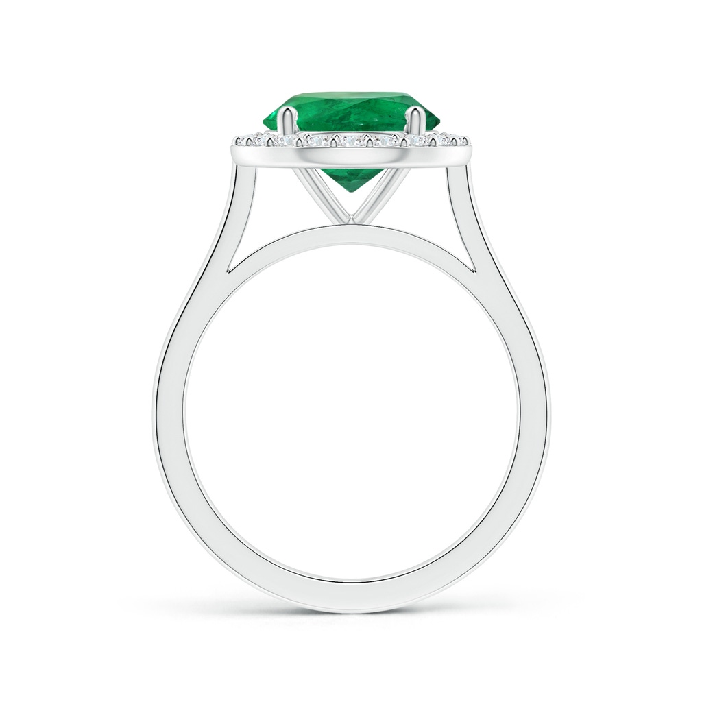 8.92x8.80mm AAA GIA Certified Round Emerald Reverse Tapered Shank Ring with Halo in White Gold Side-1