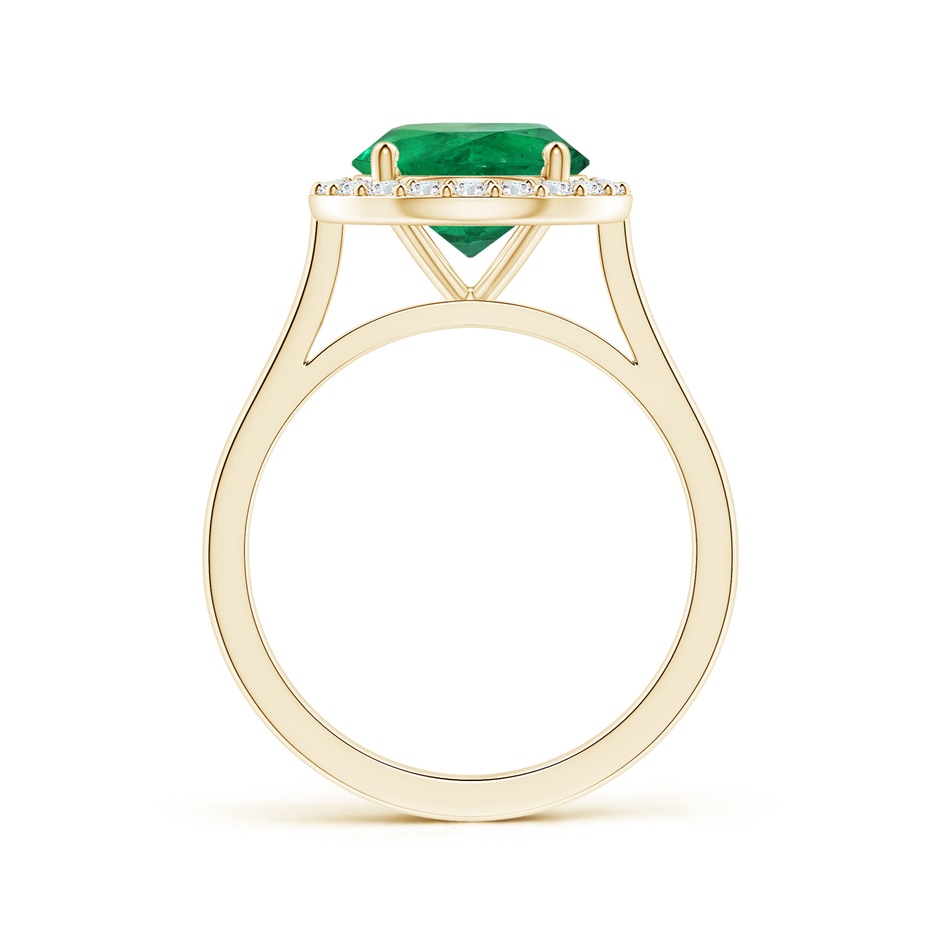 8.92x8.80mm AAA GIA Certified Round Emerald Reverse Tapered Shank Ring with Halo in Yellow Gold side-1