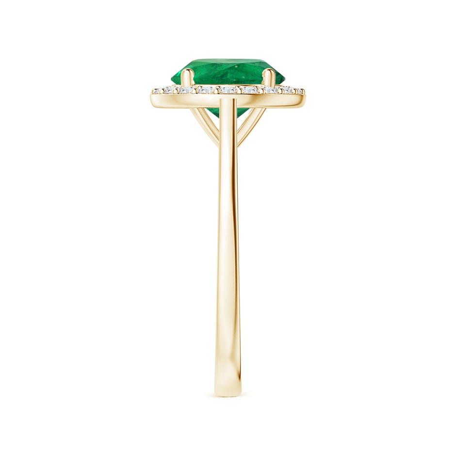 8.92x8.80mm AAA GIA Certified Round Emerald Reverse Tapered Shank Ring with Halo in Yellow Gold side-2