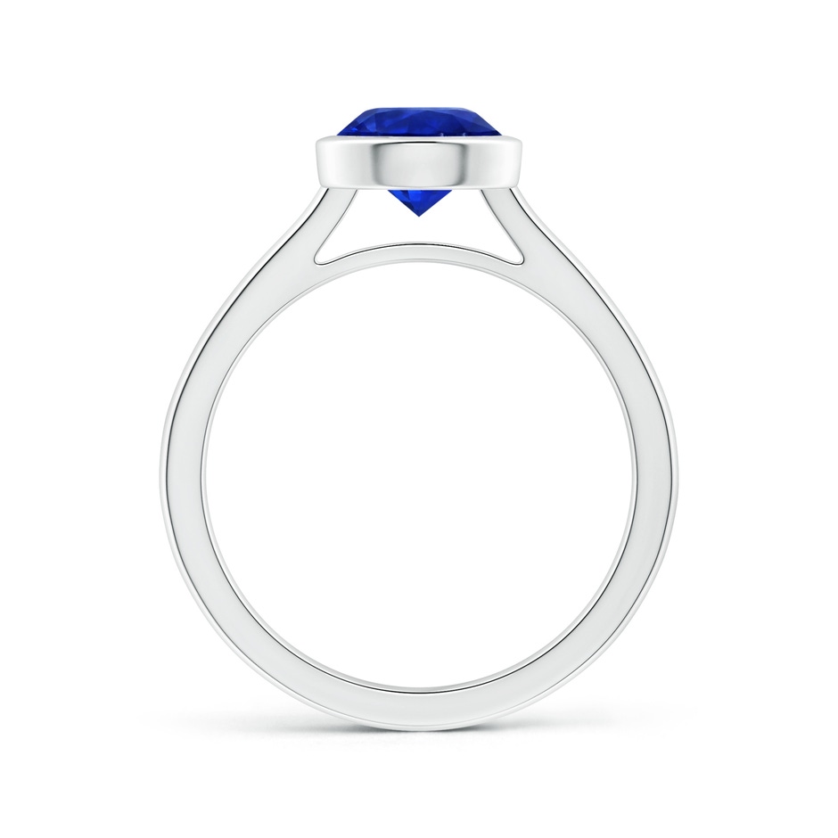 7.07x7.05x4.55mm AAAA Bezel-Set GIA Certified Round Sapphire Solitaire Ring in 18K White Gold Side-1