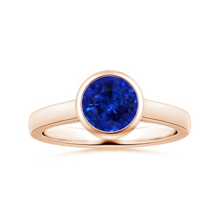 7.07x7.05x4.55mm AAAA Bezel-Set GIA Certified Round Sapphire Solitaire Ring in Rose Gold