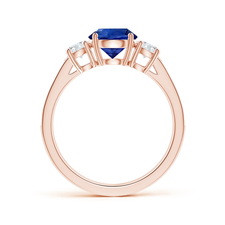 7.04x6.97x4.85mm AAA Three Stone Sapphire Reverse Tapered Shank Ring with Diamonds in 18K Rose Gold side 199