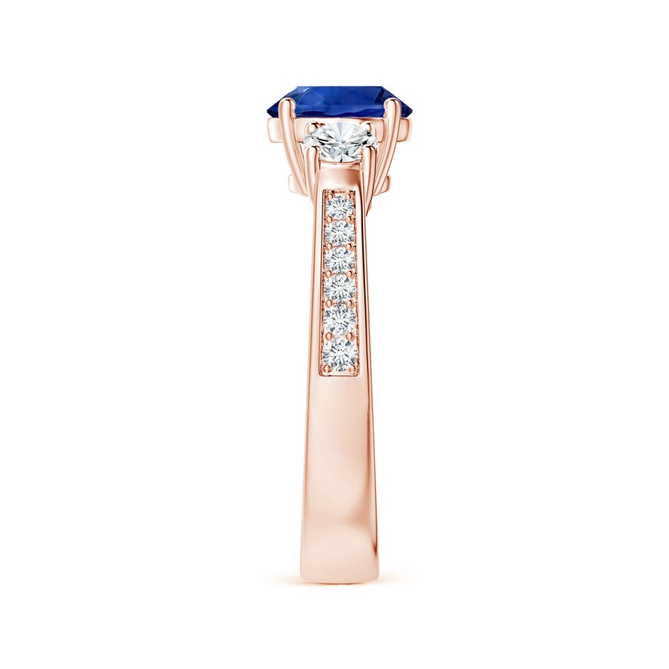 7.04x6.97x4.85mm AAA Three Stone Sapphire Reverse Tapered Shank Ring with Diamonds in 18K Rose Gold side 399