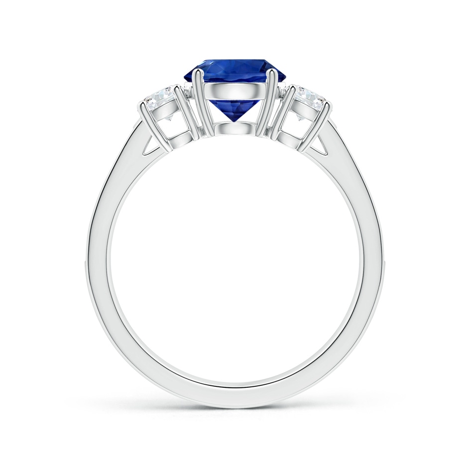 7.04x6.97x4.85mm AAA Three Stone Sapphire Reverse Tapered Shank Ring with Diamonds in P950 Platinum side 199