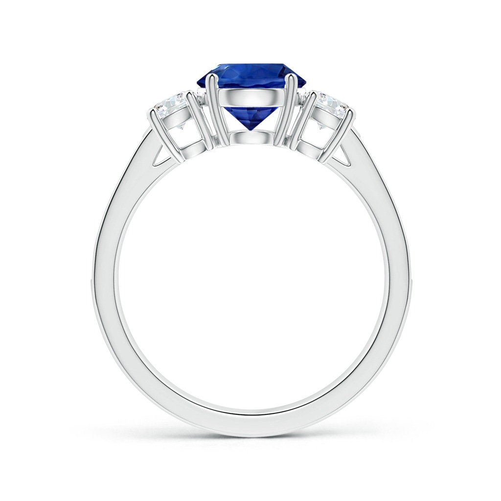 7.04x6.97x4.85mm AAA Three Stone Sapphire Reverse Tapered Shank Ring with Diamonds in White Gold Side 199