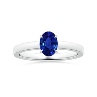 8.37x6.46x4.21mm AAA Claw-Set GIA Certified Oval Blue Sapphire Solitaire Ring  in 18K White Gold