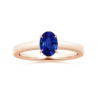 8.37x6.46x4.21mm AAA Claw-Set GIA Certified Oval Blue Sapphire Solitaire Ring  in Rose Gold