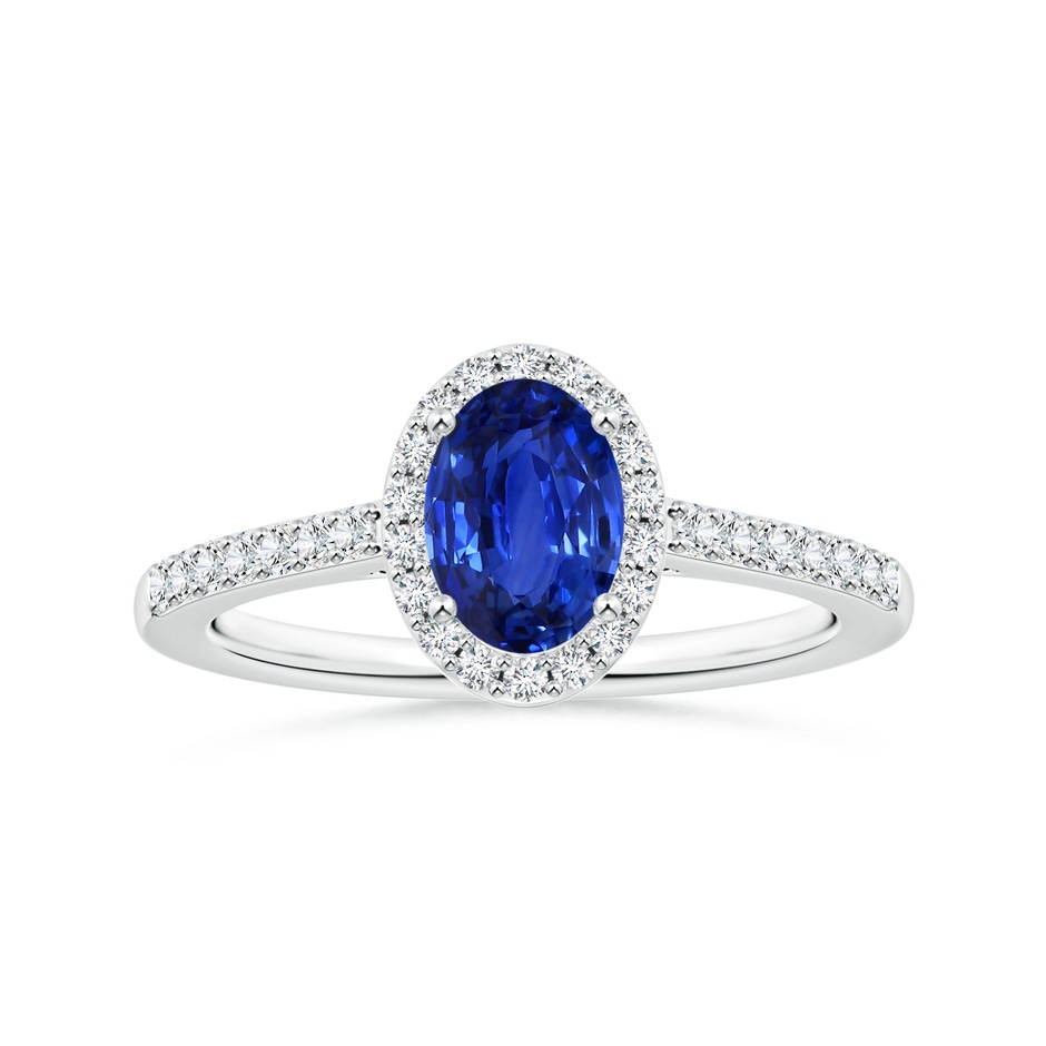 8.07x6.09x3.69mm AAAA GIA Certified Oval Blue Sapphire Ring with Diamond Halo in P950 Platinum 