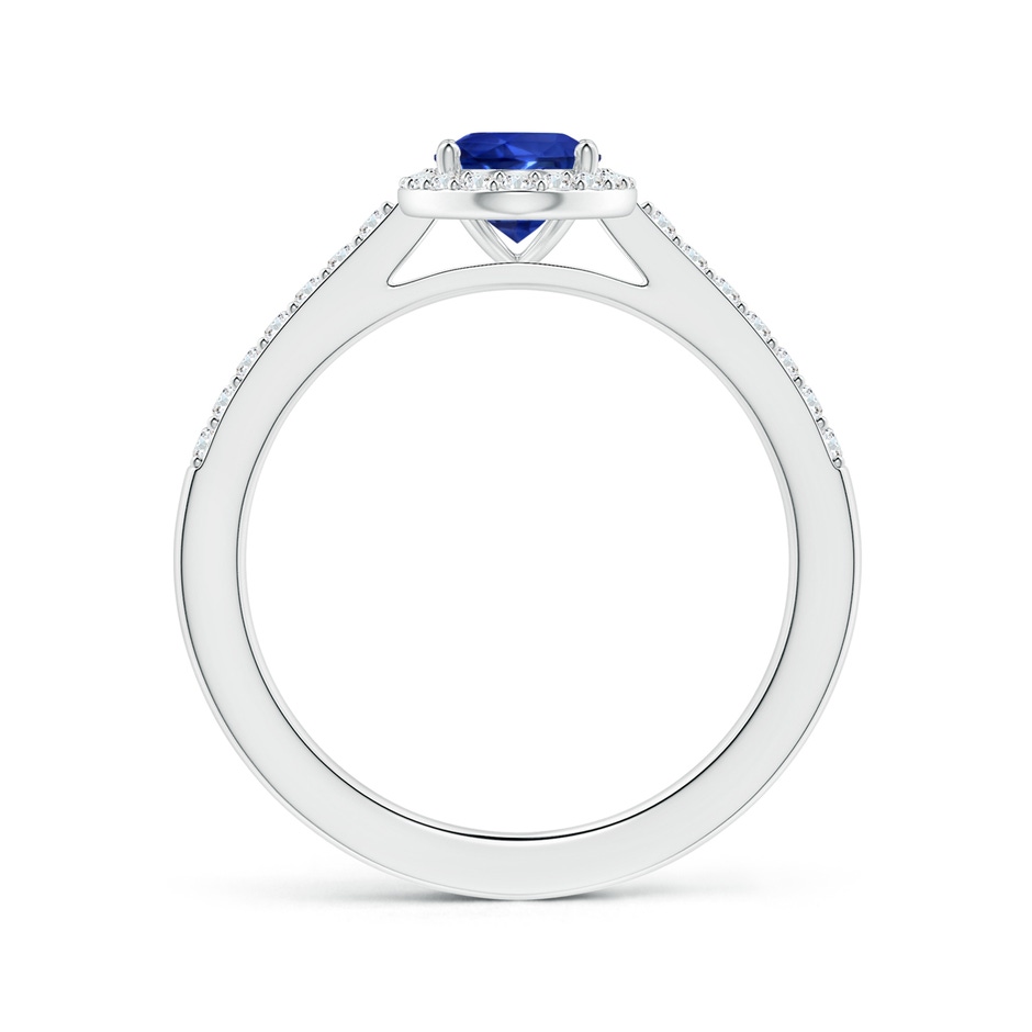 8.07x6.09x3.69mm AAAA GIA Certified Oval Blue Sapphire Ring with Diamond Halo in P950 Platinum Side 199