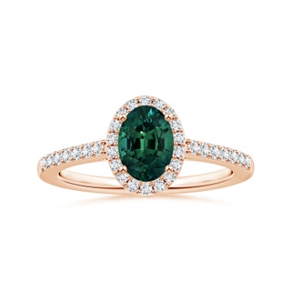 8.08x6.05x4.30mm AAA GIA Certified Oval Teal Montana Sapphire Halo Ring with Diamonds in Rose Gold