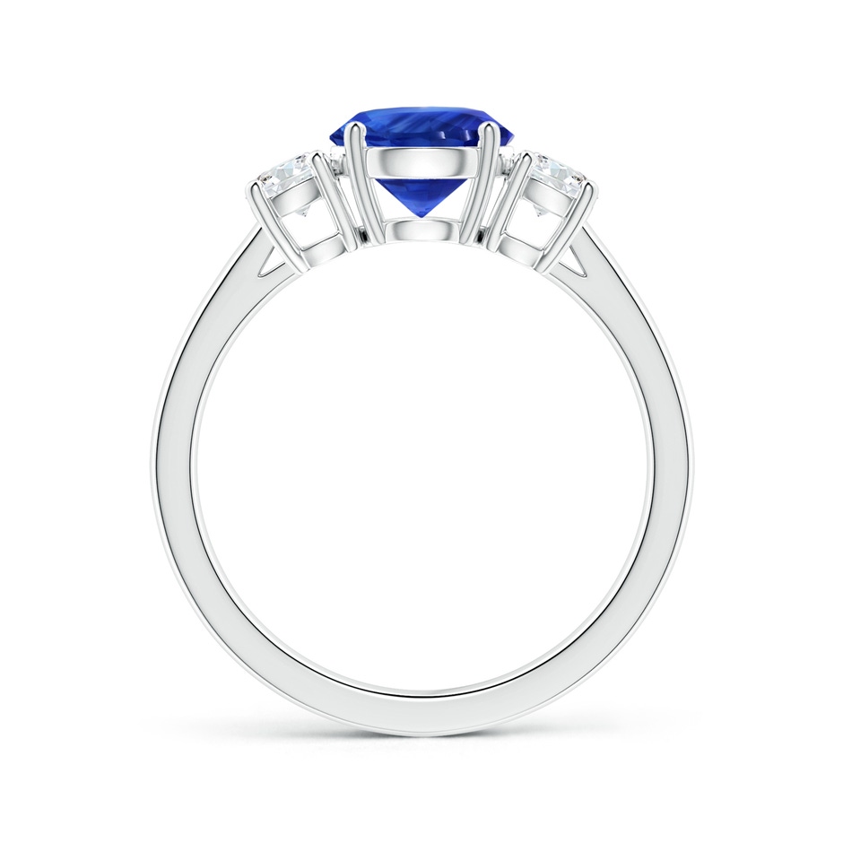 7.04x6.98x4.33mm AAA Three stone GIA Certified Round Blue Sapphire Ring with Diamonds in 18K White Gold side-1