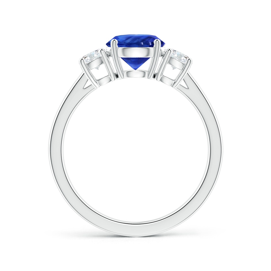 7.04x6.98x4.33mm AAA Three stone GIA Certified Round Blue Sapphire Ring with Diamonds in P950 Platinum side-1