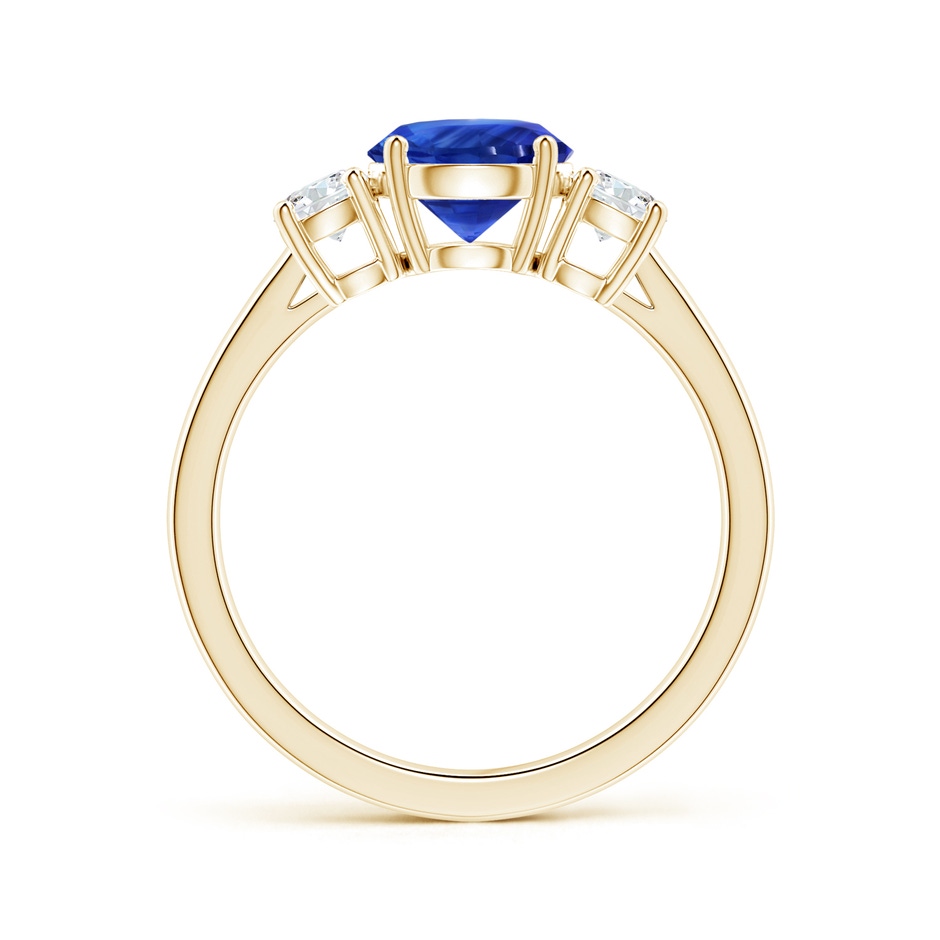 7.04x6.98x4.33mm AAA Three stone GIA Certified Round Blue Sapphire Ring with Diamonds in Yellow Gold side-1