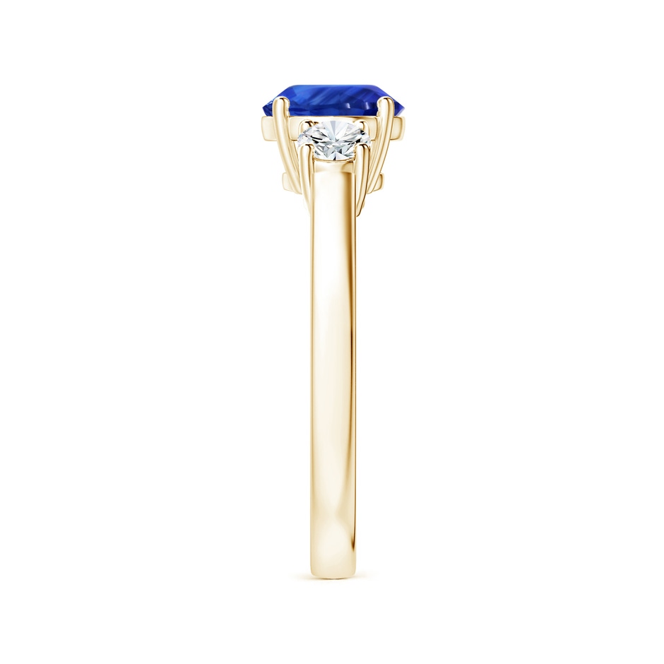 7.04x6.98x4.33mm AAA Three stone GIA Certified Round Blue Sapphire Ring with Diamonds in Yellow Gold side-2