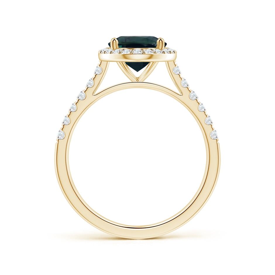 9.70x7.06x5.66mm A GIA Certified Oval Blue Sapphire Halo Ring with Diamond Accents in Yellow Gold side-1