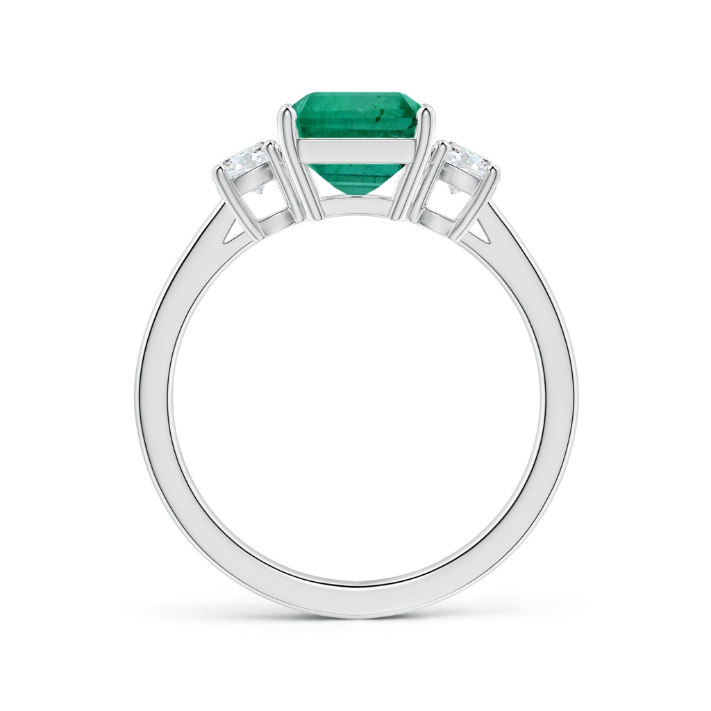 9.14x7.15x4.78mm AAA Reverse Tapered Shank GIA Certified Emerald-Cut Emerald Three Stone Ring in P950 Platinum Side 199