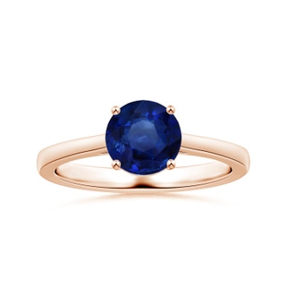 7.73x7.69x4.14mm AAA GIA Certified Round Sapphire Solitaire Ring with Reverse Tapered Shank in 10K Rose Gold