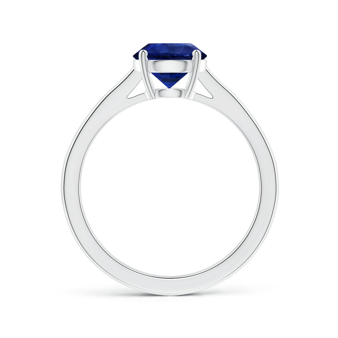 7.73x7.69x4.14mm AAA GIA Certified Round Sapphire Solitaire Ring with Reverse Tapered Shank in 18K White Gold - side 2