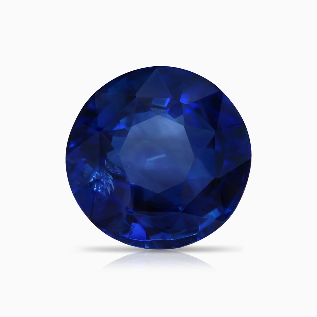 7.73x7.69x4.14mm AAA GIA Certified Round Sapphire Solitaire Ring with Reverse Tapered Shank in 18K White Gold - stone