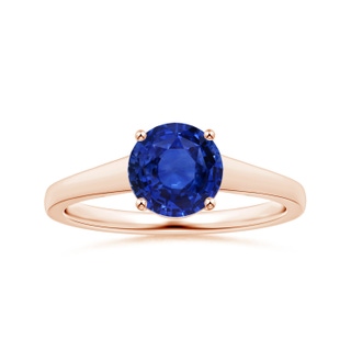 8.88x8.84x5.63mm AAA GIA Certified Round Sapphire Solitaire Ring with Tapered Shank in 18K Rose Gold