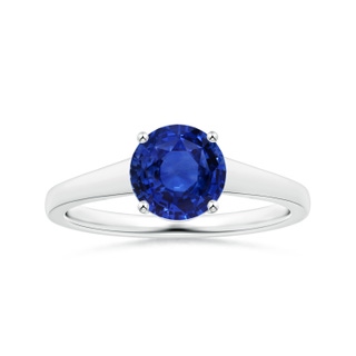 8.88x8.84x5.63mm AAA GIA Certified Round Sapphire Solitaire Ring with Tapered Shank in P950 Platinum