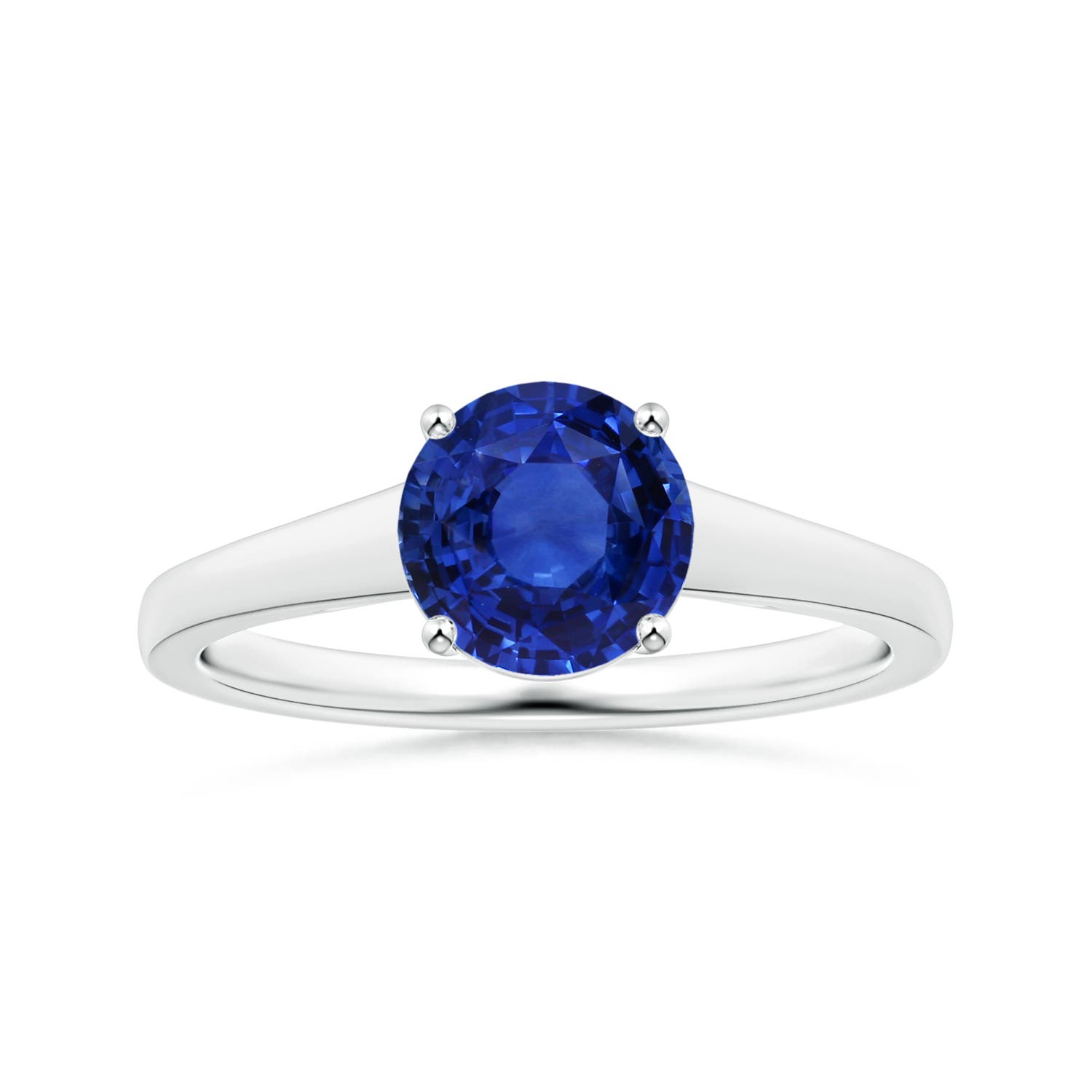 GIA Certified Round Sapphire Solitaire Ring with Tapered Shank