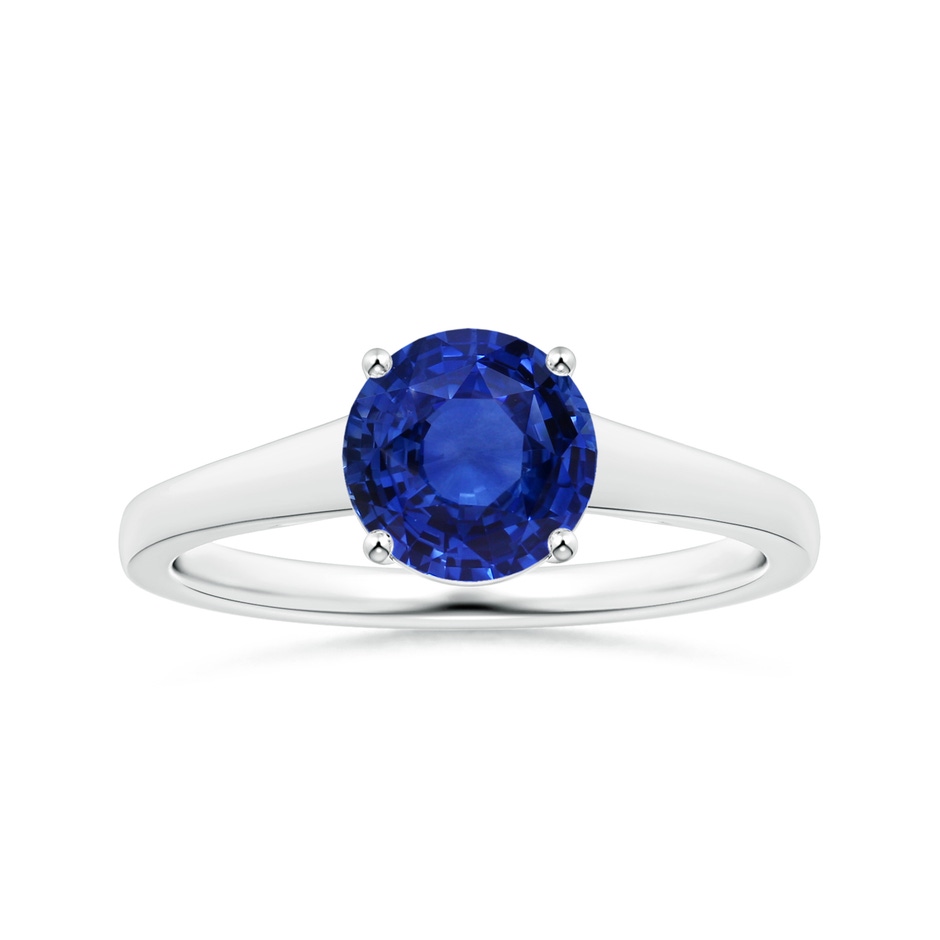 8.88x8.84x5.63mm AAA GIA Certified Round Sapphire Solitaire Ring with Tapered Shank in White Gold 