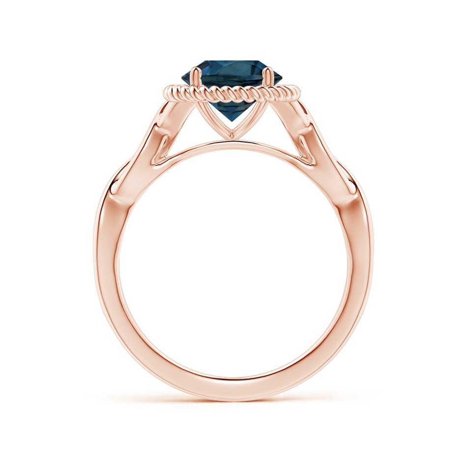 8.01x7.93x5.38mm AAA GIA Certified Round London Blue Topaz Twisted Halo Ring in 18K Rose Gold Side 199