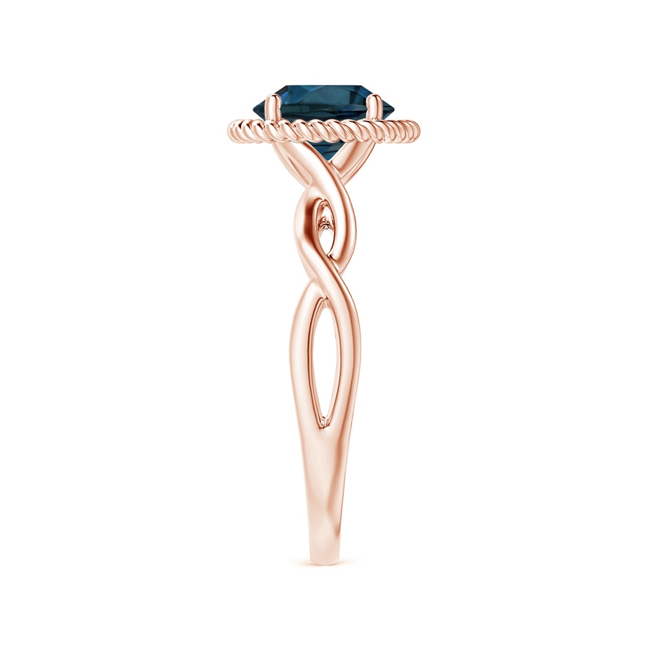 8.01x7.93x5.38mm AAA GIA Certified Round London Blue Topaz Twisted Halo Ring in 18K Rose Gold Side 399