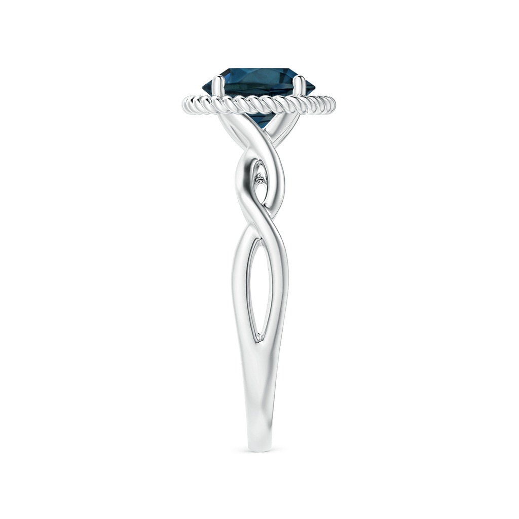 8.01x7.93x5.38mm AAA GIA Certified Round London Blue Topaz Twisted Halo Ring in P950 Platinum Side 399