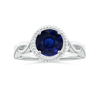 7.88x7.85x4.87mm AA GIA Certified Round Blue Sapphire Halo Twisted Shank Ring in 18K White Gold