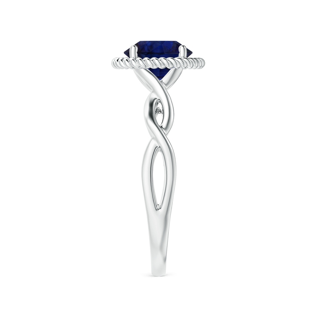 7.88x7.85x4.87mm AA GIA Certified Round Blue Sapphire Halo Twisted Shank Ring in 18K White Gold Side-2