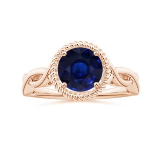 7.88x7.85x4.87mm AA GIA Certified Round Blue Sapphire Halo Twisted Shank Ring in Rose Gold