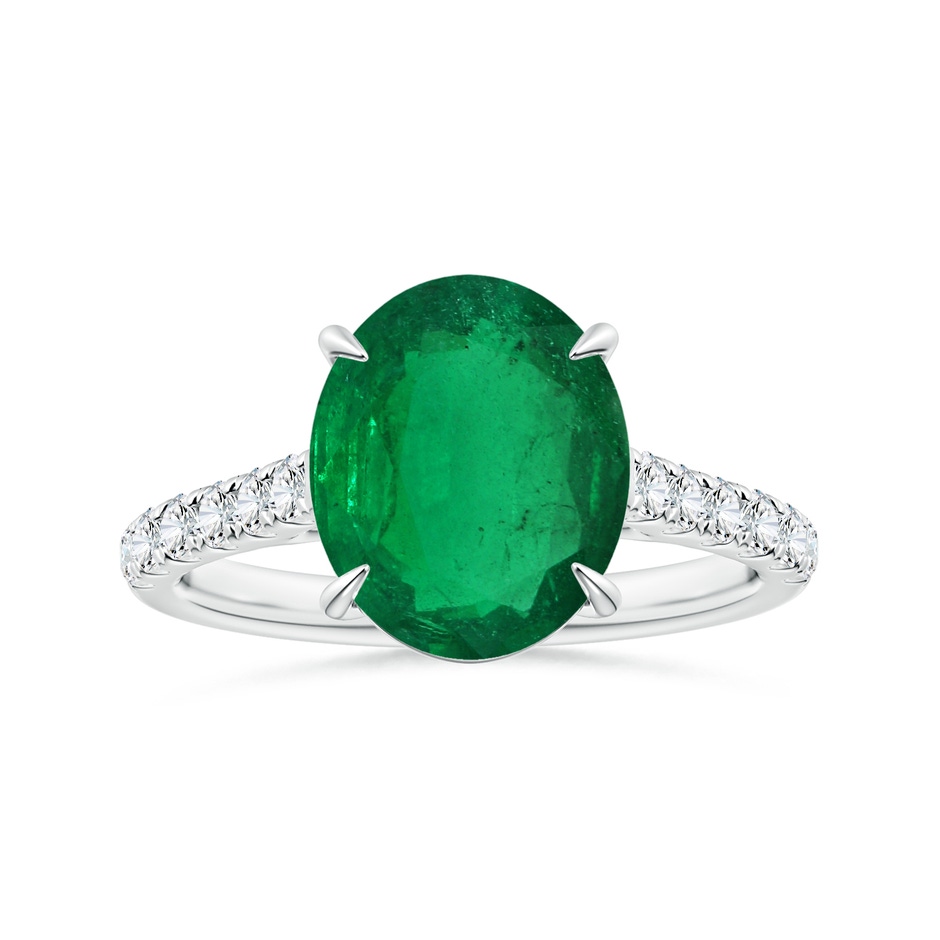 10.5x8mm AAA Claw-Set GIA Certified Oval Emerald Ring with Diamonds in P950 Platinum 